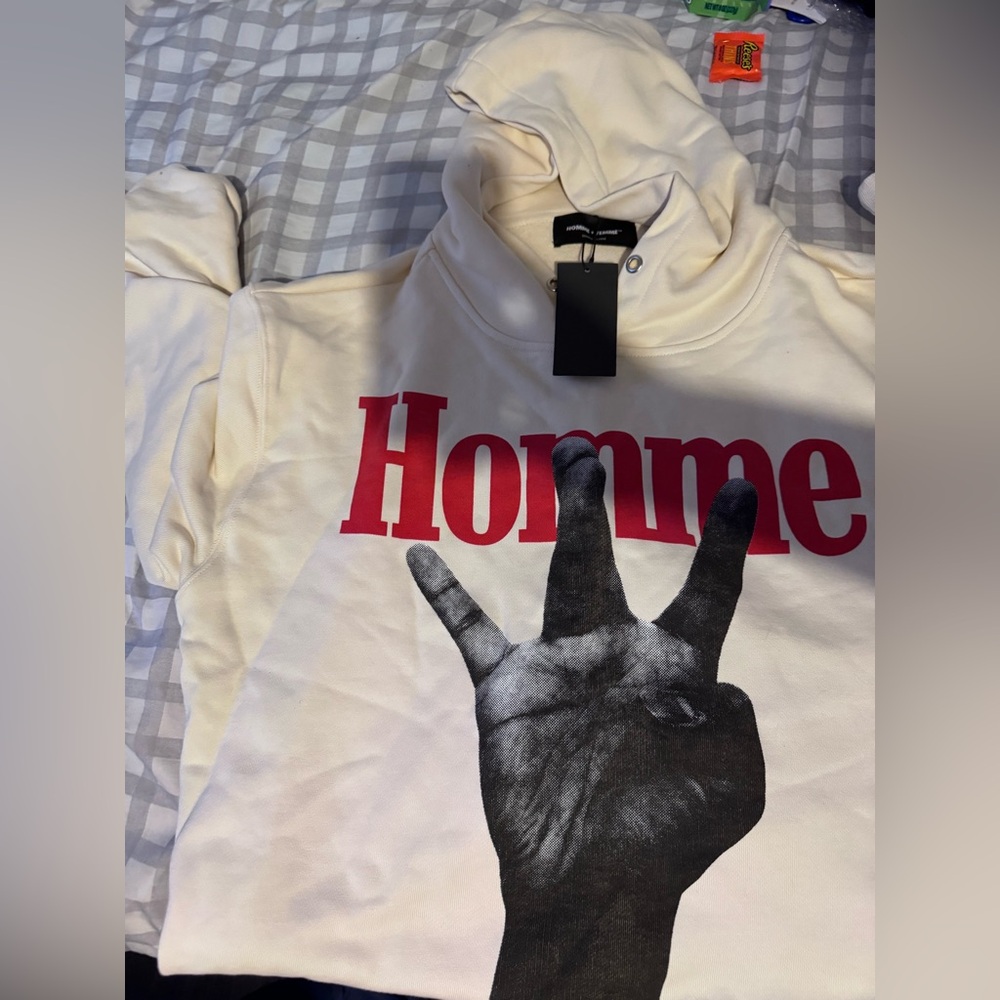 Cream Hoodie with Graphic Print